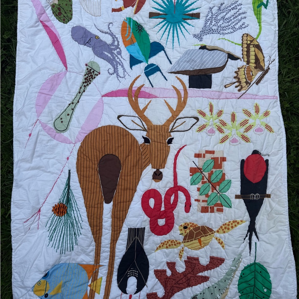 Crate&Barrel Nature-Inspired Crib Quilt - Multicolor